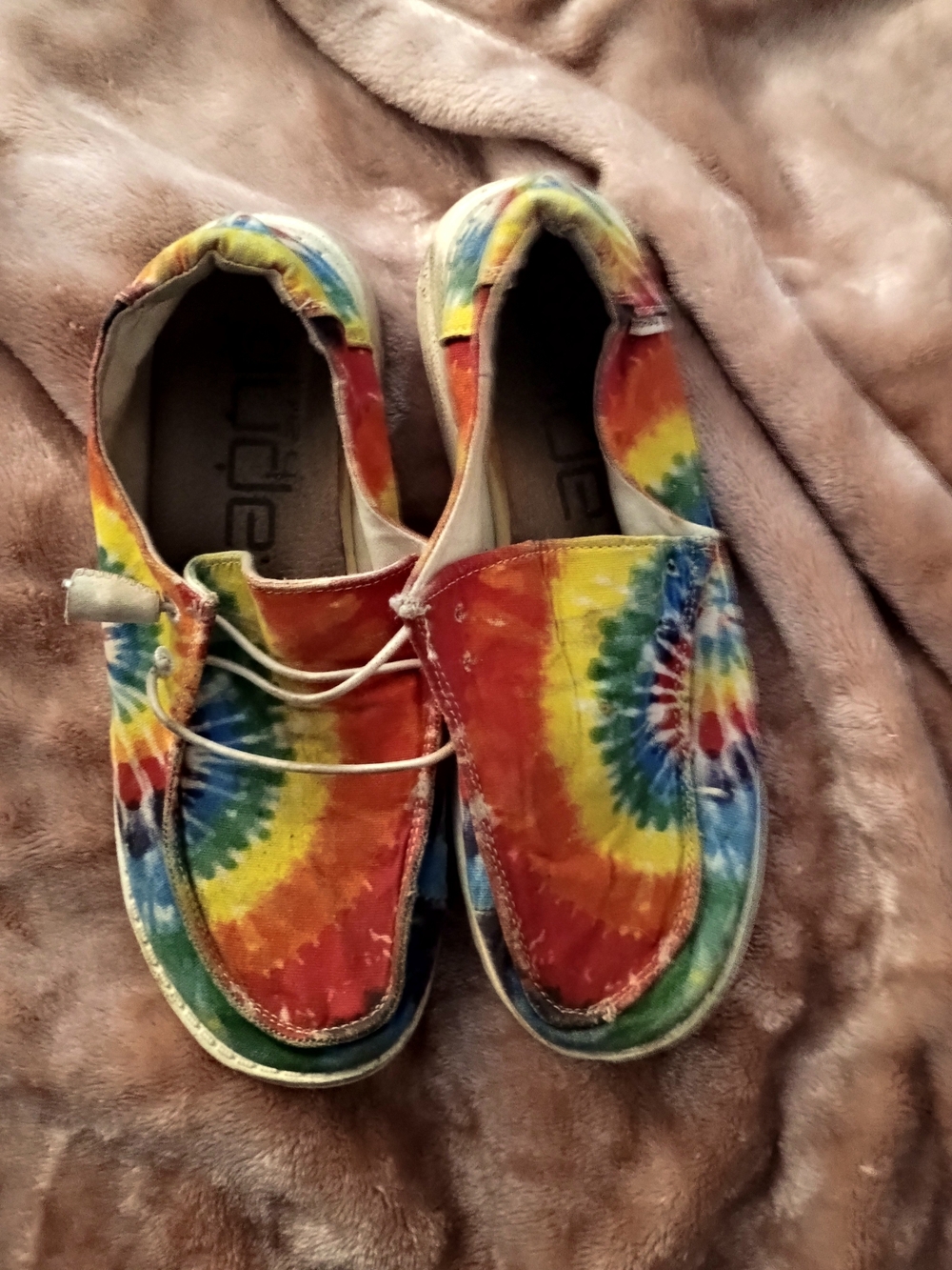 Hey Dude Tie-Dye Canvas Slip-Ons - Red, Yellow, Green, Blue